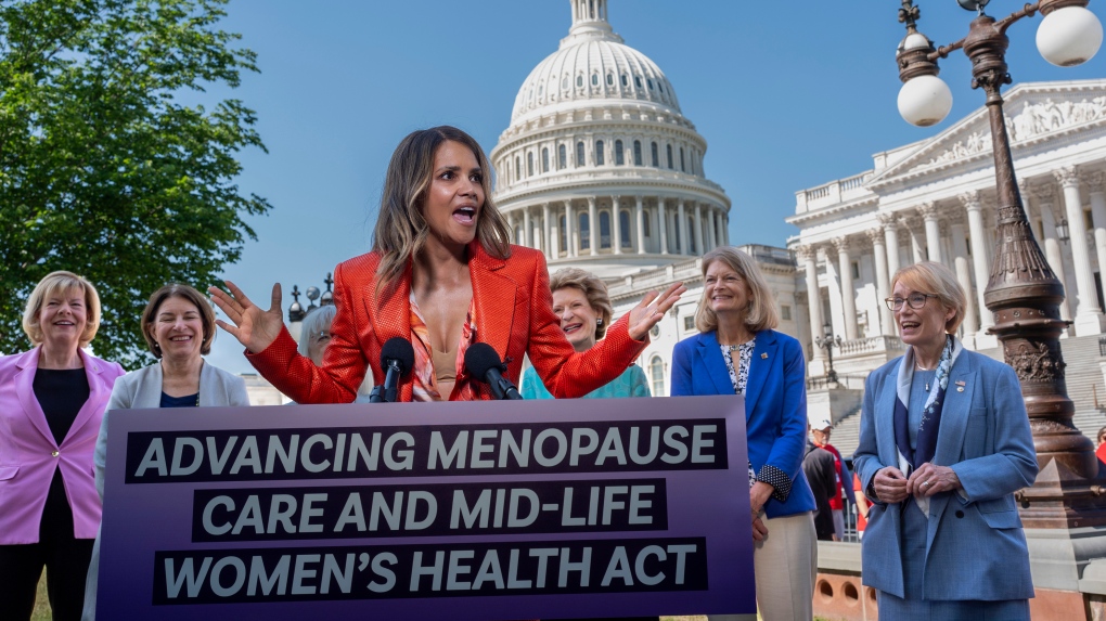 Halle Berry shouts from the Capitol, 'I'm in menopause' as she seeks to end stigma and win funding