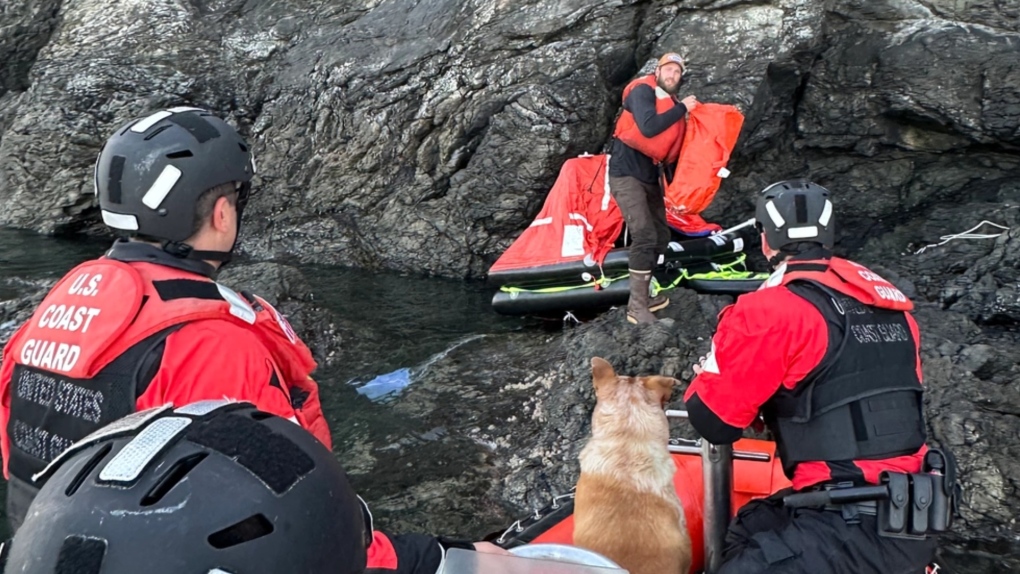 Man and dog rescued after fishing boat sinks near Vancouver Island