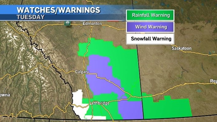 Cold, wet and windy – heavy, wet snow and up to 100 mm of rain possible in southern Alberta