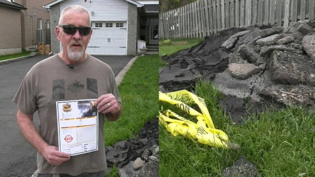 Ontario man frustrated after $3,500 paving job leaves driveway in shambles