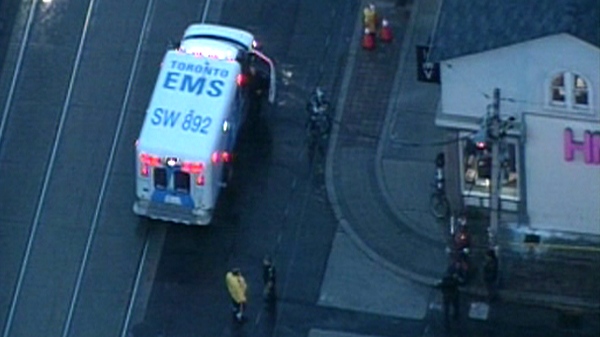 An aerial view of the strange accident scene on Queen St. W. on Wednesday, Oct. 13, 2010.