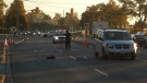 The scene of the collision on Sheppard Avenue west of Keele Street on Oct. 22, 2012. (Tom Stefanac/CTV Toronto)