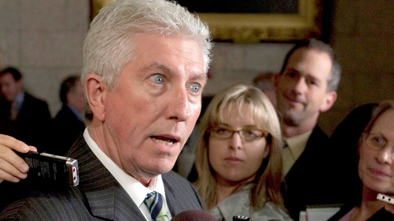 Bloc Quebecois Leader Gilles Duceppe speaks with reporters following Question Period in the House of Commons on Parliament Hill in Ottawa, Wednesday, Oct. 6, 2010. (Adrian Wyld / THE CANADIAN PRESS)