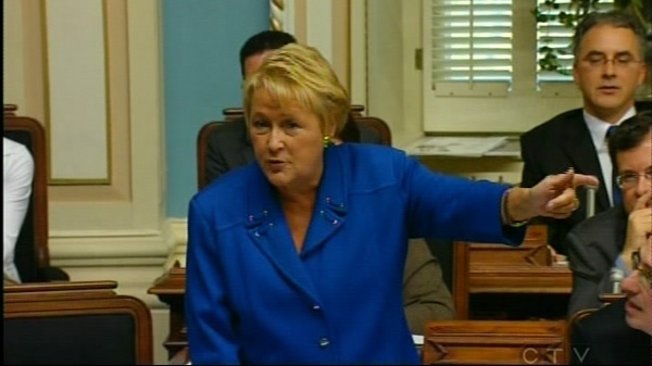 Parti Quebecois leader Pauline Marois said Quebecers are a small, threatened people. (Oct. 18, 2010)