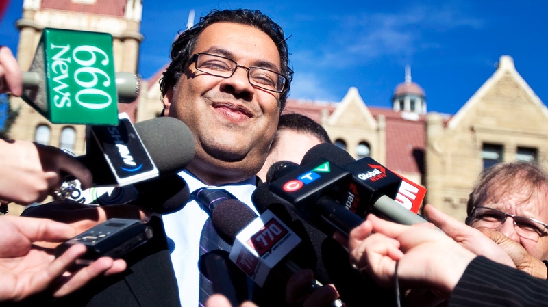Newly elected Calgary mayor Naheed Nenshi  speaks to the media the day after being elected to the office in Calgary, Tuesday, Oct. 19, 2010. (Jeff McIntosh / THE CANADIAN PRESS)