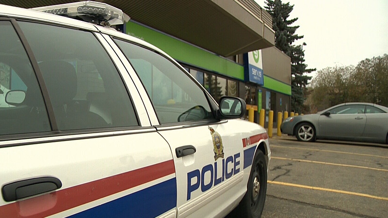 A Mill Woods school was locked down for a short time Wednesday afternoon after an armed robbery at a Servus Credit Union in the neighbourhood. 