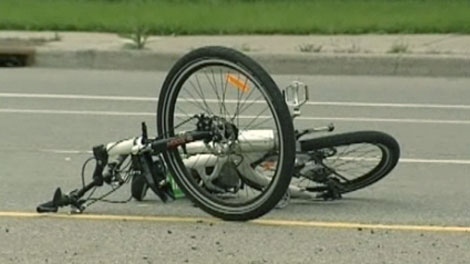 A 71-year-old cyclist was critically injured when he was struck by a vehicle on Hawthorne Road in Ottawa's south end, Saturday, Sept. 25, 2010.