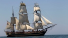 In this July 7, 2010, file photo, the tall ship HMS Bounty sails on Lake Erie off Cleveland. (AP Photo/Mark Duncan, File)