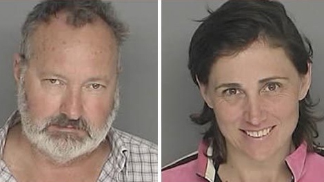 A booking photo of Hollywood actor Randy Quaid and his wife Evi after a $50,000 warrant was issued for each of them on felony burglary charges in Santa Barbara, California.  (TMZ.com)