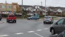 Vehicles navigate the roundabout at Ira Needles Boulevard and University Avenue in Kitchener, Ont. on Wednesday, Oct. 31, 2012. (David Imrie / CTV Kitchener)