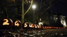 Carved pumpkins line the driveway to Prime Minister Stephen Harper's official residence at 24 Sussex Drive in Ottawa on Tuesday, October 30, 2012. THE CANADIAN PRESS/Fred Chartrand