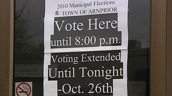 Voting in Arnprior was extended until Tuesday due to a glitch with the electronic voting system.