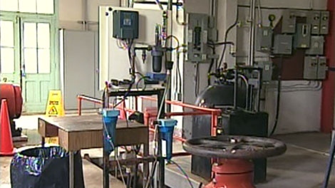 Fluoridation facilities are seen in this undated image taken from video.