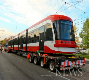 Photos obtained by CTV News Toronto show the TTC moving a new streetcar to the Hillcrest Yard, providing a sense of how big and different the new vehicles are. 