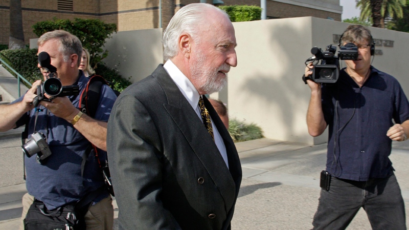 Peter Pocklington, former owner of the Edmonton Oilers NHL hockey team, leaves U.S. District Court after a sentencing hearing on perjury charges, in Riverside, Calif., Thursday, Oct. 14, 2010. (AP / Reed Saxon)