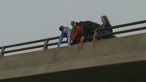 Coun. Mark Grimes, Vashti King and Arwen Atkinson recall saving a woman dangling from the Islington Bridge, on Saturday, Oct. 30, 2010. 
