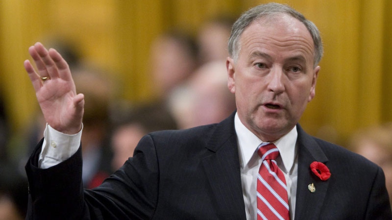 Minister of Justice and Attorney General of Canada Rob Nicholson rises during Question Period in the House of Commons on Parliament Hill in Ottawa, Monday, Nov.1, 2010. (THE CANADIAN PRESS/Adrian Wyld)
