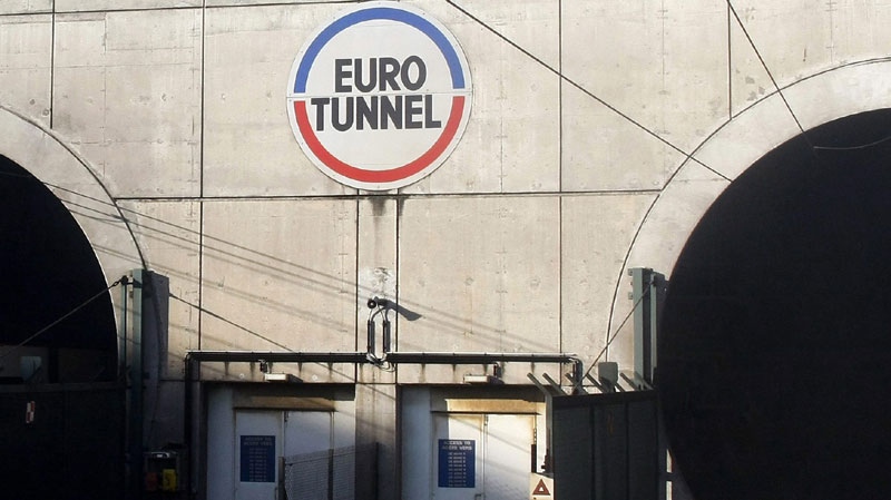 This Dec. 10, 2008 file photo, shows the entrance of the Channel tunnel, seen, outside Coquelles in northern France. (AP Photo/Michel Spingler, File)
