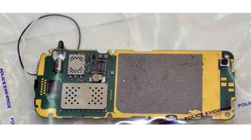 In this photo released by Interpol Saturday Nov. 6 2010 shows the Dubai components: including power source (mobile phone battery) and improvised detonator fixed to a motherboard, which was shipped via commercial cargo aircraft from Yemen with final destination the USA. (AP Photo / HO)