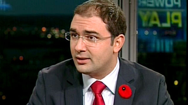 Dimitri Soudas, the director of communication to Stephen Harper, appears on CTV's Power Play in Ottawa, Monday, Nov. 8, 2010. 