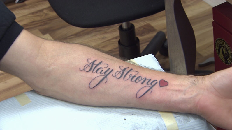 Amanda Todd's father Norman Todd remembers her with a tattoo. November 17, 2012. (CTV)