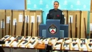 On Tuesday, Nov. 9, 2010, Toronto police show off the dozens of guns recovered following two theft incidents in Port Perry.