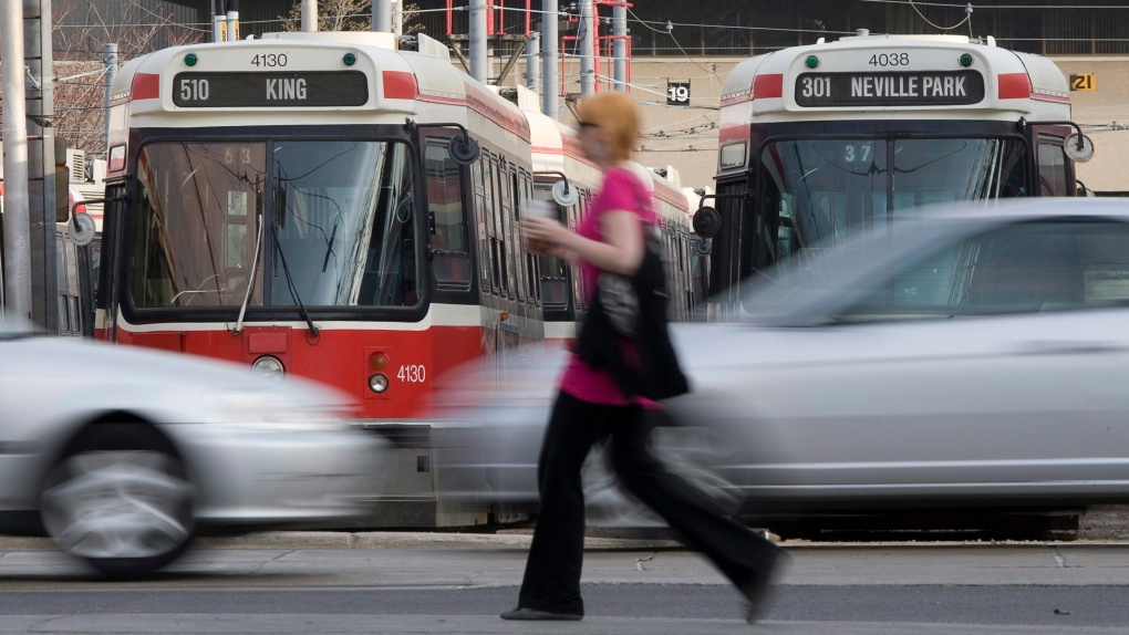 Streetcars in Toronto in April