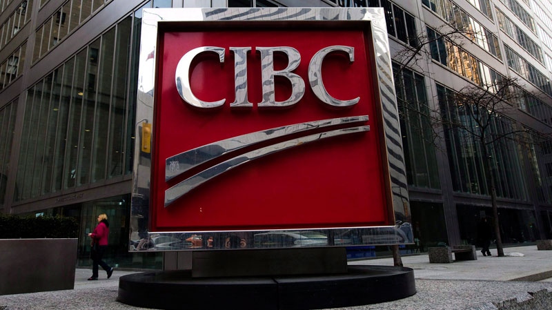 The CIBC sign in Toronto's financial district in downtown Toronto is shown on Feb. 26, 2009. (Nathan Denette / THE CANADIAN PRESS)