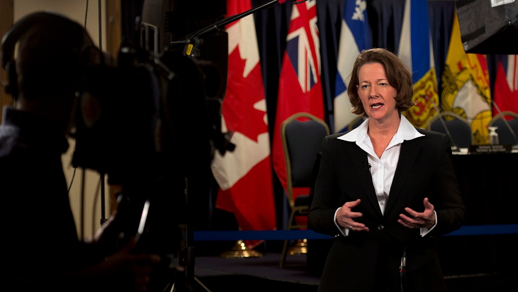 Alberta Premier Alison Redford is interviewed as t