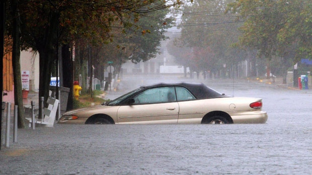 Flood-damaged car, Hurricane Sandy