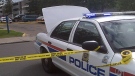 Edmonton police cordon off a parking lot on September 4, 2010. (CTV Edmonton)