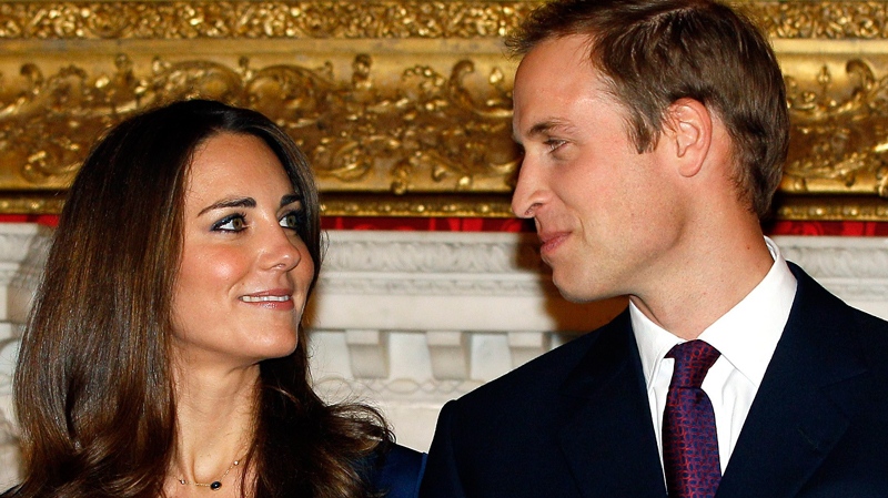 Prince William and his fiancee Kate Middleton pose for the media at St. James's Palace in London, Tuesday Nov. 16, 2010, after they announced their engagement. (AP / Kirsty Wigglesworth)
