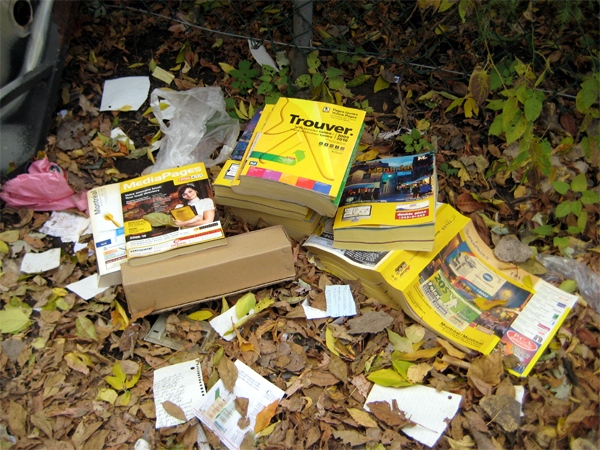 Discarded Yellow Page directories. (Courtesy Kyle MacDonald)