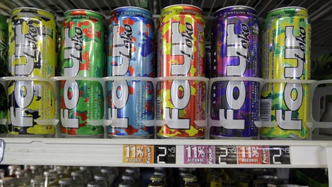 Cans of Four Loko are seen on display at a liquor store in Palo Alto, Calif., Monday, Oct. 18, 2010. (AP Photo/Paul Sakuma)