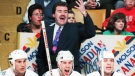 Toronto Maple Leafs' coach Pat Burns yells out instructions to his players on the ice during the second period of an NHL game against the Los Angeles Kings in Toronto on March 31, 1993. (THE CANADIAN PRESS)