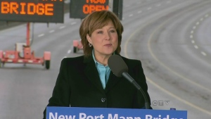 Premier Christy Clark announces the official opening of the new Port Mann Bridge in Coquitlam. December 1, 2012. (CTV)