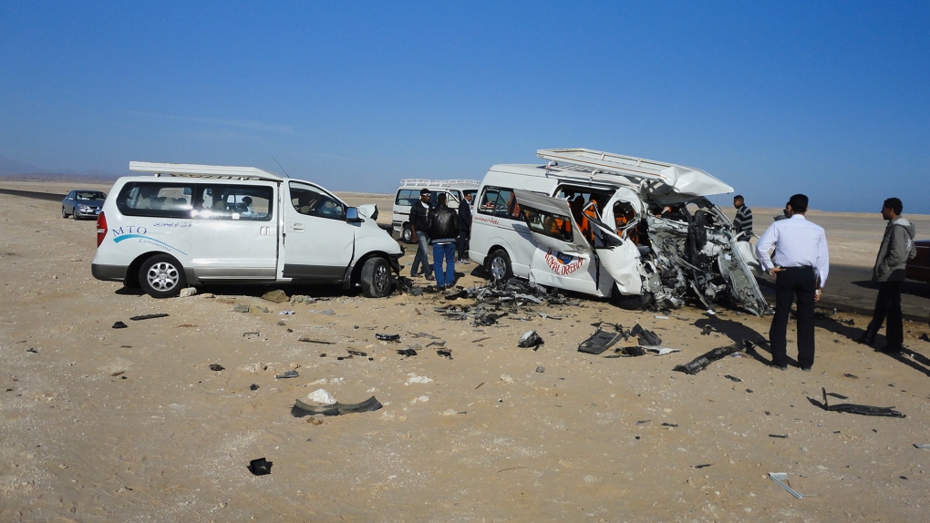 Accident aftermath between Hurghada & Safaga Egypt