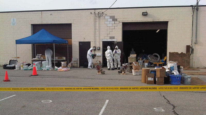 Police work at the scene of a suspected drug lab in Brantford, Ont. on Friday, Nov. 19, 2010. (CTV News / Meghan Furman)