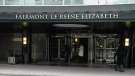 Montreal police have arrested six doormen who work at the Queen Elizabeth hotel, saying they have been pressuring taxi drivers to pay them for customers. 