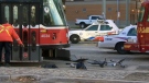 Police secure the scene of a fatal collision involving a streetcar on Friday, Nov. 19, 2010.