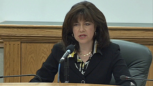 Auditor Bonnie Lysyk speaks at a news conference in Regina in this undated file photo.