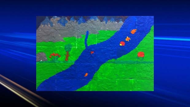 Our Beautiful Bow River - Plasticine on cardboard