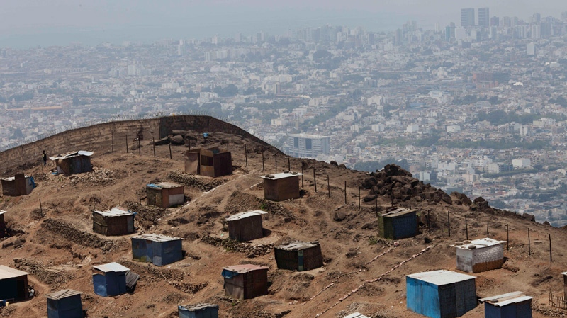 Shack homes on the outskirts of Lima, Peru.