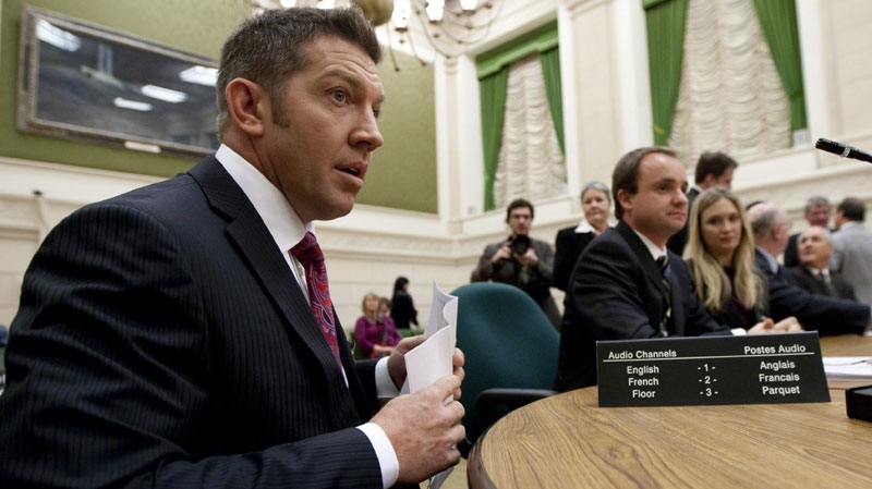 Former NHL player Sheldon Kennedy appears as a witness at a Commons public safety committee on Bill-C23B: Eliminating pardons for serious crime on Parliament Hill in Ottawa on Wednesday Nov. 24, 2010. (THE CANADIAN PRESS/Sean Kilpatrick)
