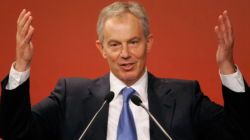 Former British prime minister Tony Blair delivers a speech during a seminar with businessmen and athletes in Sao Paulo, Brazil, Tuesday, Oct. 26, 2010. (AP / Nelson Antoine)