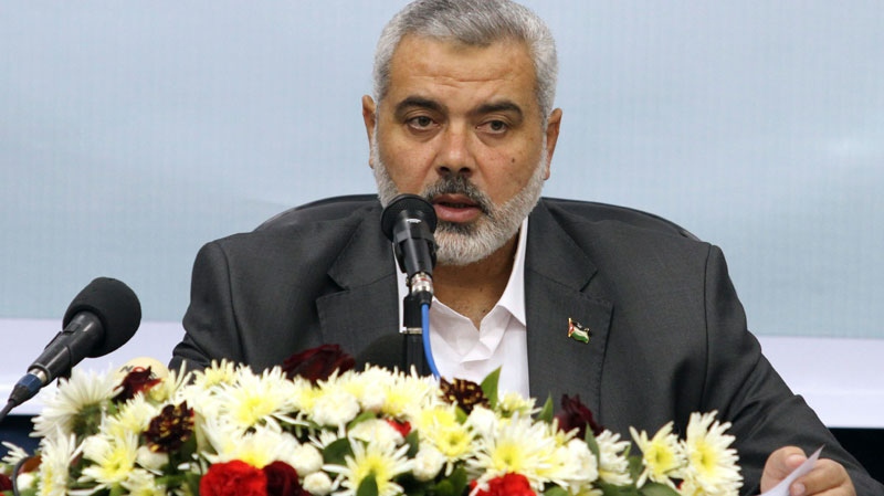 Gaza's Hamas Prime Minister Ismail Haniyeh speaks at his office in Gaza City , Wednesday, Dec. 1, 2010. (AP / Hatem Moussa)