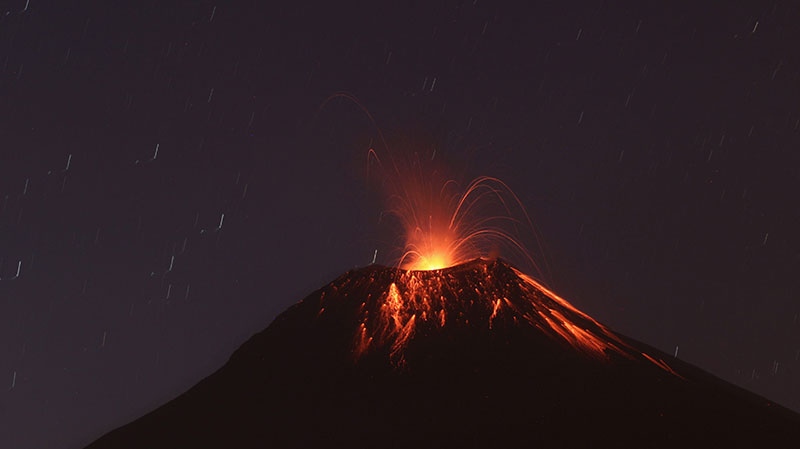 Ecuador volcano erupts 3 times