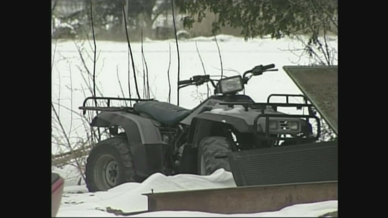 A crash between a four-wheeler plowing snow and a car in Blenheim, Ont. on Thursday has left a man in hospital, Friday, Dec. 28, 2012.