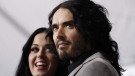 Cast member Russell Brand, right, and Katy Perry arrive at the premiere of "The Tempest" in Los Angeles on Monday, Dec. 6, 2010. (AP Photo/Matt Sayles)