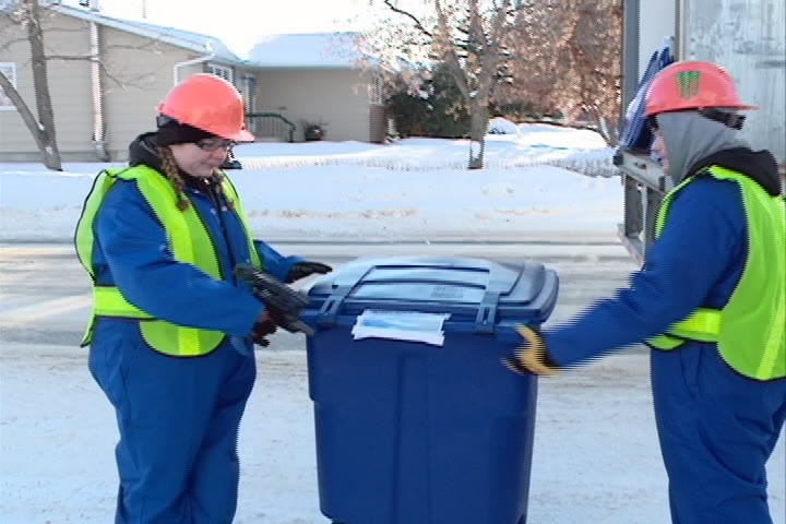 Blue bins for the city's residential recycling